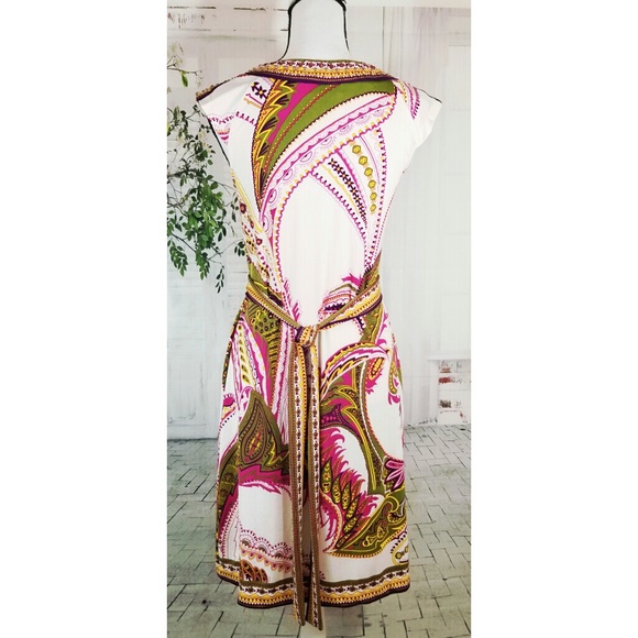 Dress Barn paisley print sheath dress white size 6 - Picture 3 of 8